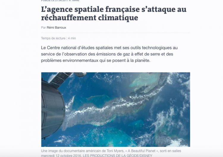 L’agence spatiale française s’attaque au réchauffement climatique
