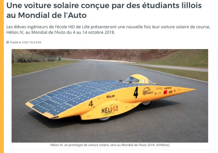 Mondial de l&rsquo;Auto : le bolide solaire conçu par des étudiants lillois